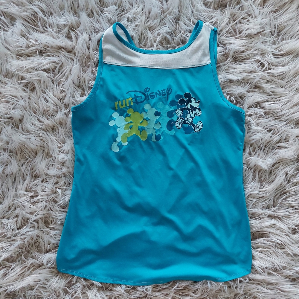 Run Disney Race Mickey Performance Blue Tank Top with Draped Back